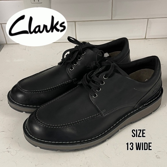 Clarks Gravelle Low Shoes Black Leather Men\'s Shoes Size 13 Wide ? main image 4